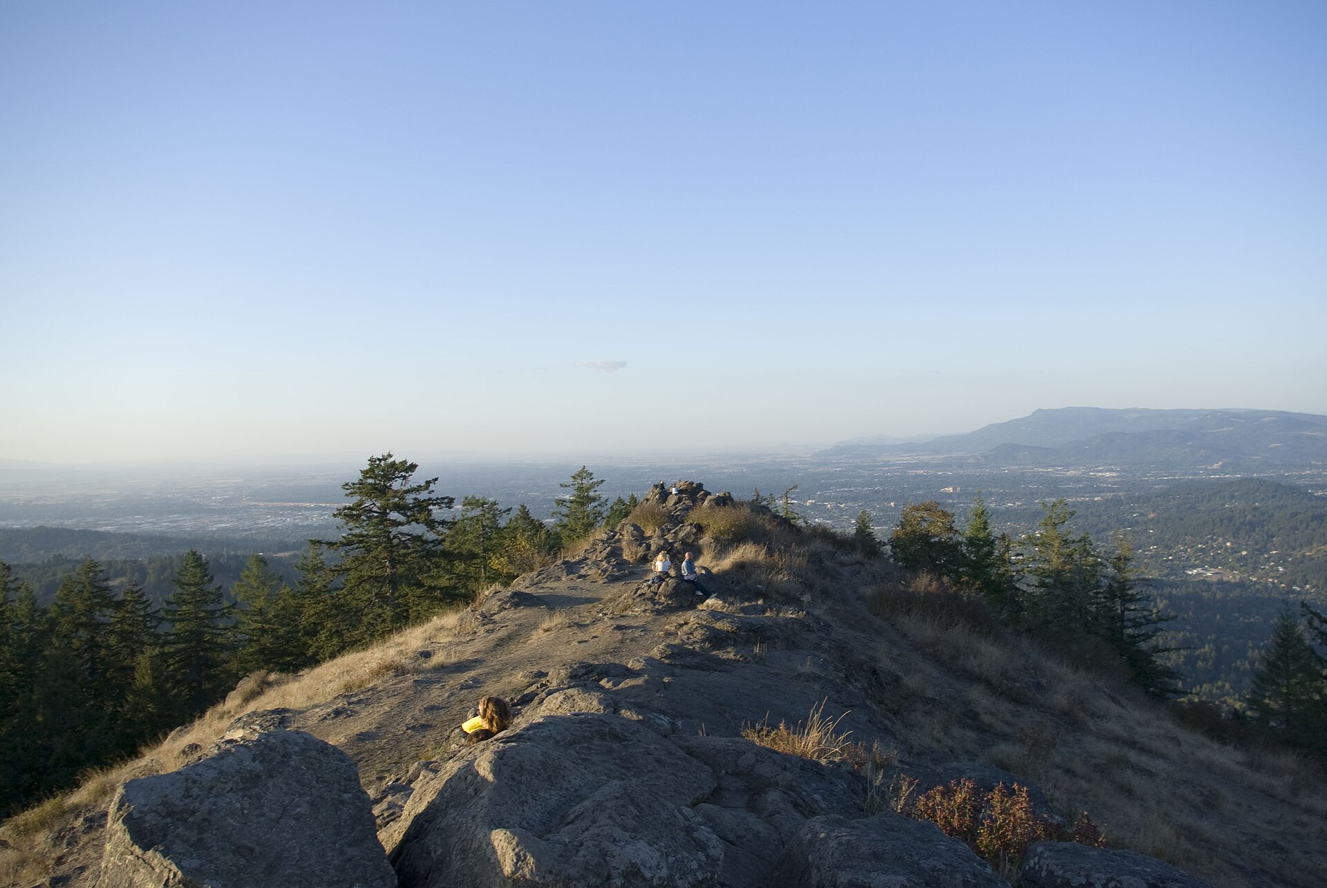 Rocky summit of Spencer Butte overlooking Eugene and the Willamette Valley