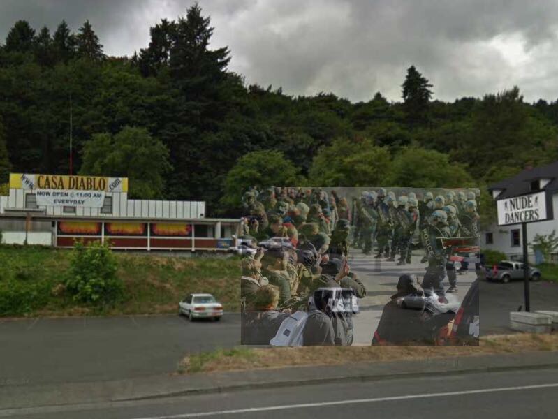Rioters at a Portland, Ore. vegan strip club on Black Friday 2014.