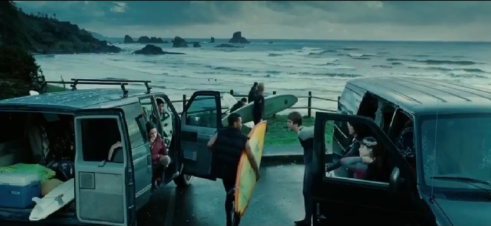 Twilight beach scene filmed at Indian Beach in Ecola State Park
