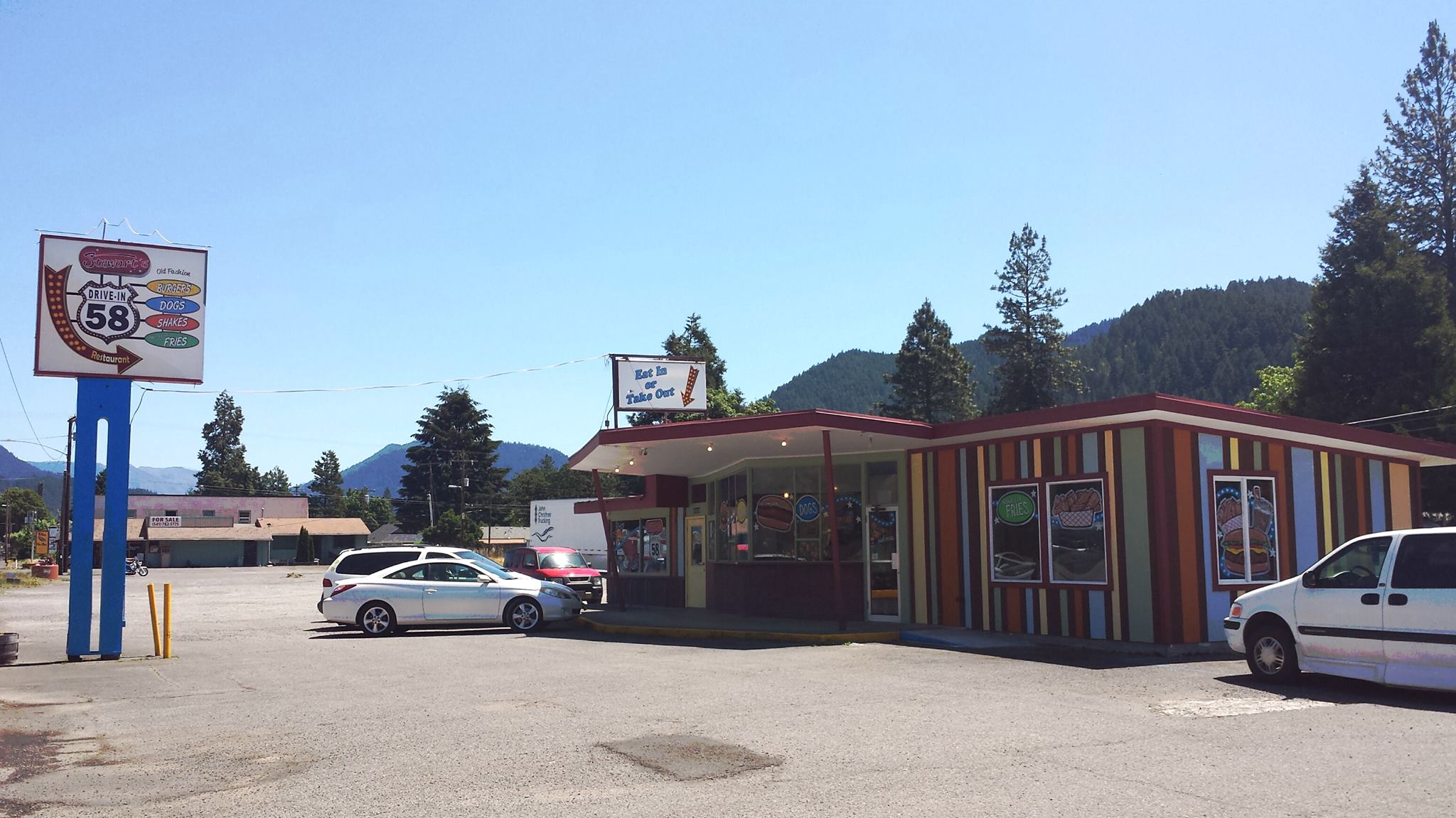 Stewarts 58 Drive In Restaurant. From Stewarts 58 Drive In Facebook The outside of Stewart's 58 Diner
