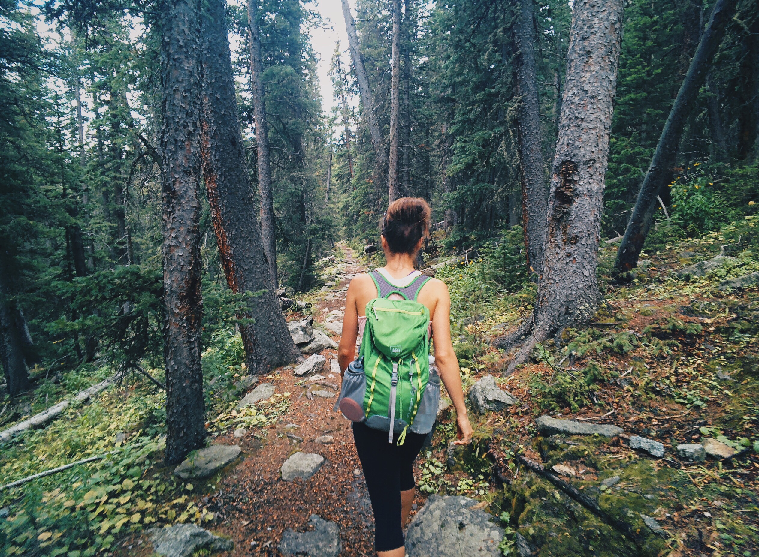 ENV Oregon Hiking Green Friday A woman hiking in the woods