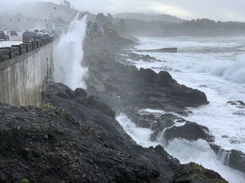 At the Depoe Bay Whale Watching Center. Photo via Oregon King Tides via Flickr CC2. king tide waves depoe bay