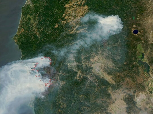NASA_Biscuit_fire Satellite image of Biscuit fire that burned Kalmiopsis wilderness