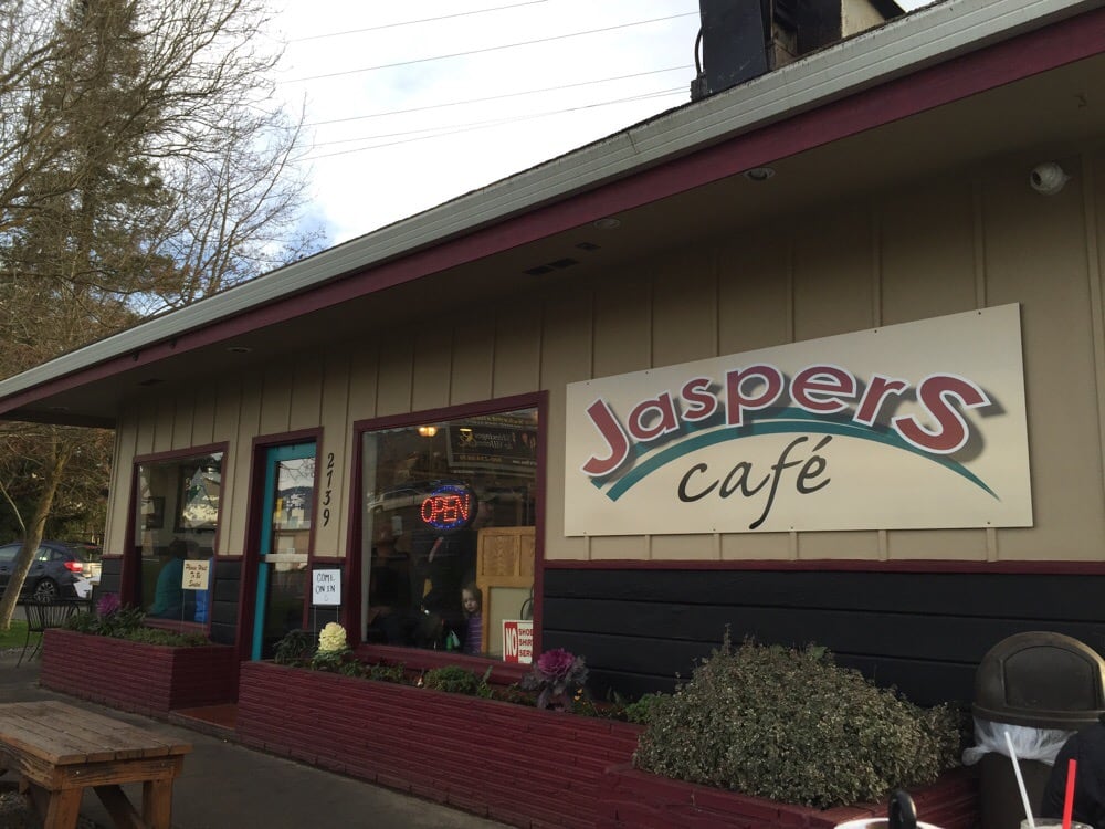 Jasper’s Cafe in Medford Oregon. Photo by Karin W via Yelp. The exterior of Jasper's Cafe in Medford Oregon.