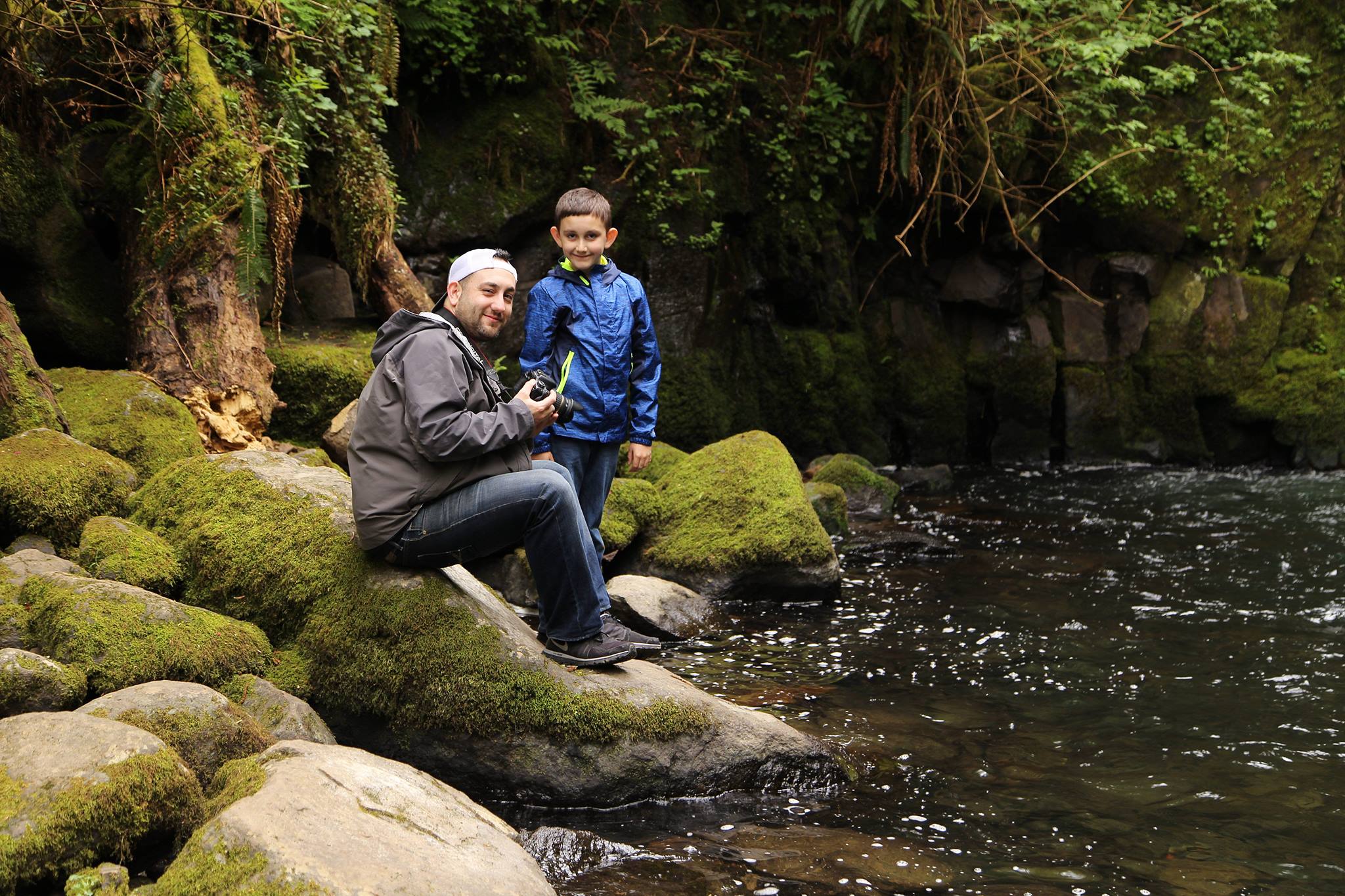 Sweet Creek Falls with my son in Oregon