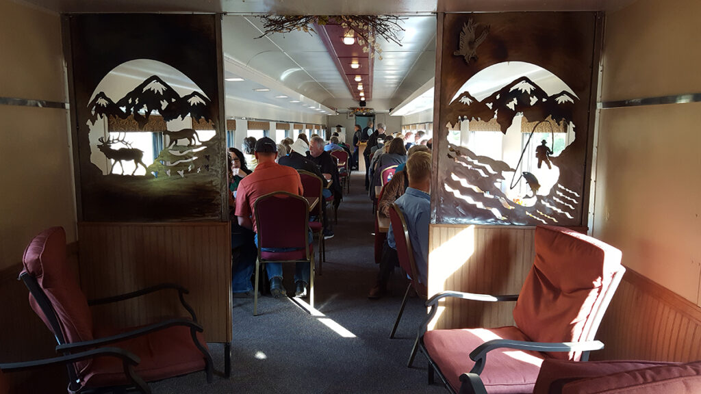 Interior of a vintage Eagle Cap Excursion Train passenger car