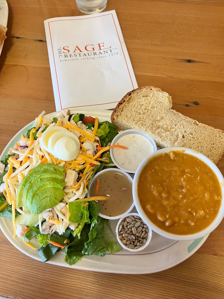 white bean soup and salad, photo by