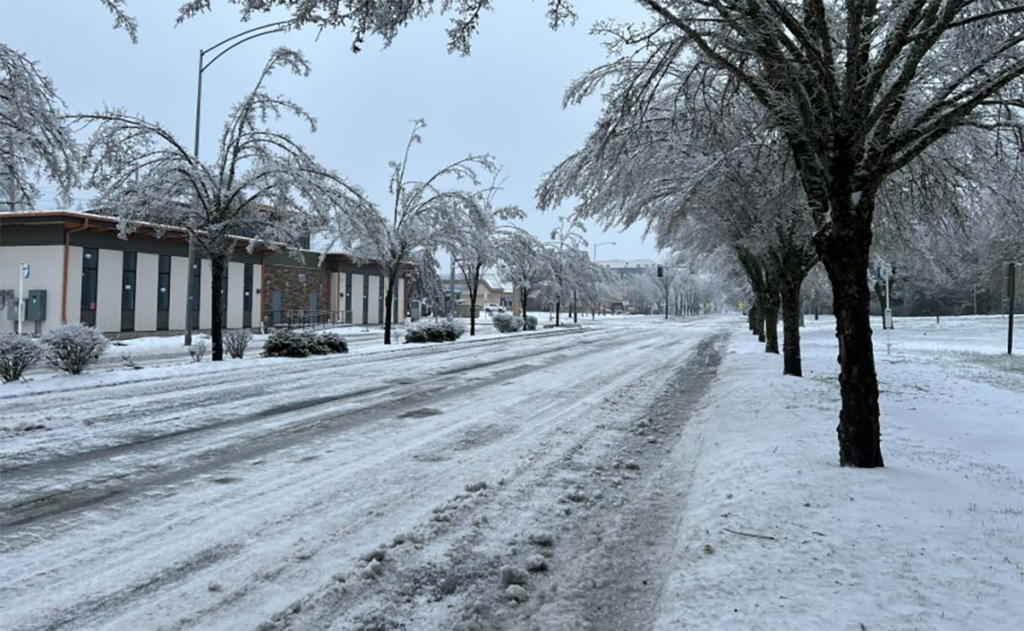 ice covered roads eugene