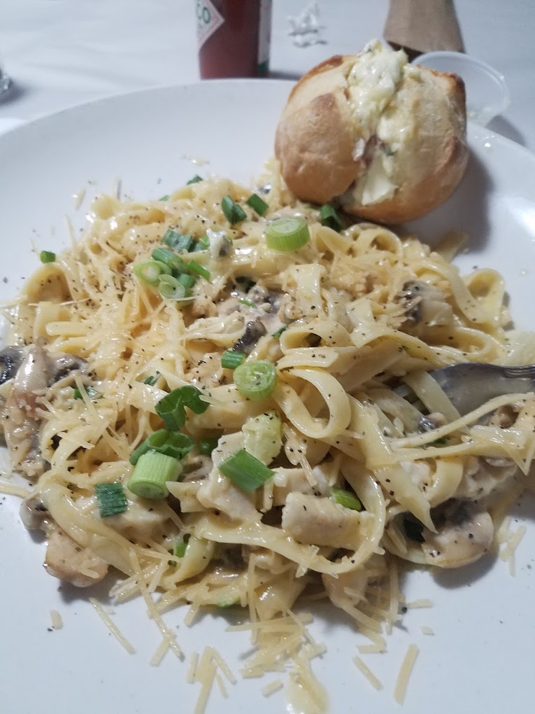 Fresh fettucuin noodles.