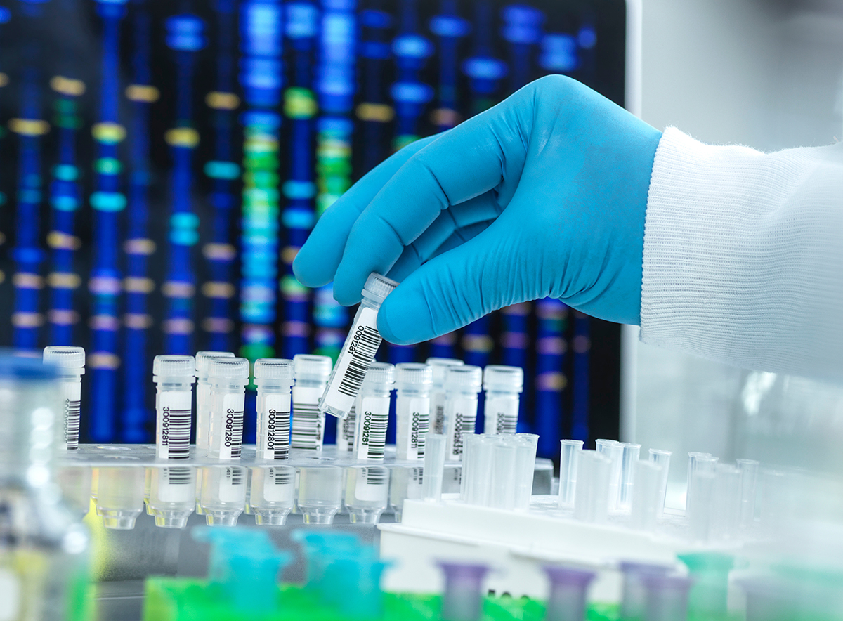 Scientist preparing a DNA sample for testing. dna sampling