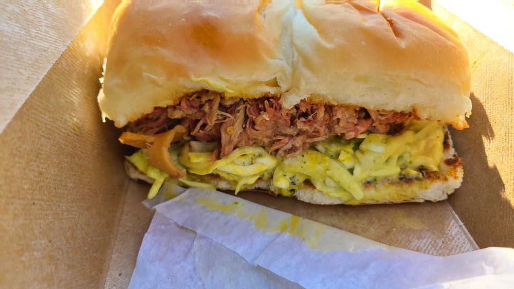 Curry pulled pork sandwich.