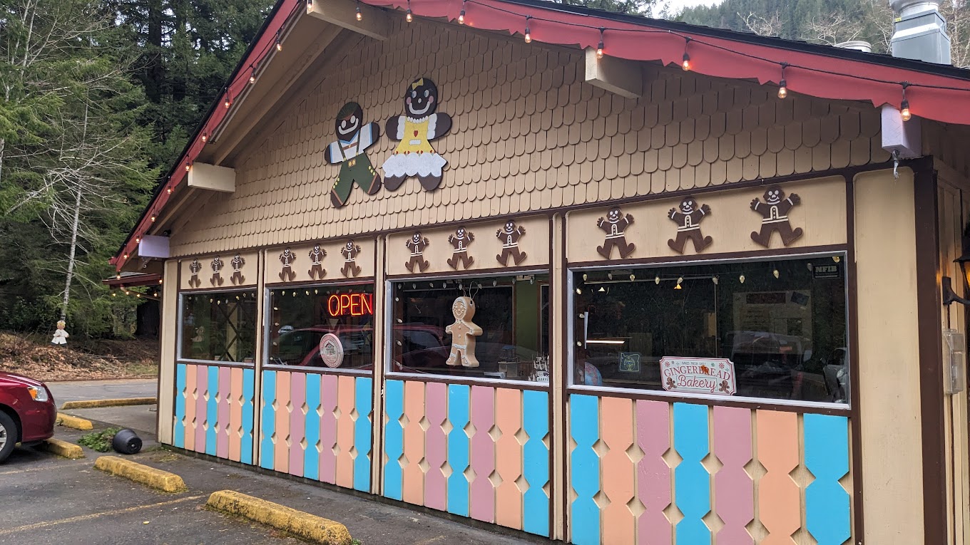 Photo by Dillon Shumaker via Google Local. The outside of Old World Gingerbread Village.