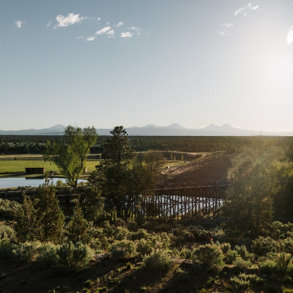 A view of the high desert with mountains in the distance from Brasada Ranch. It's pretty.
