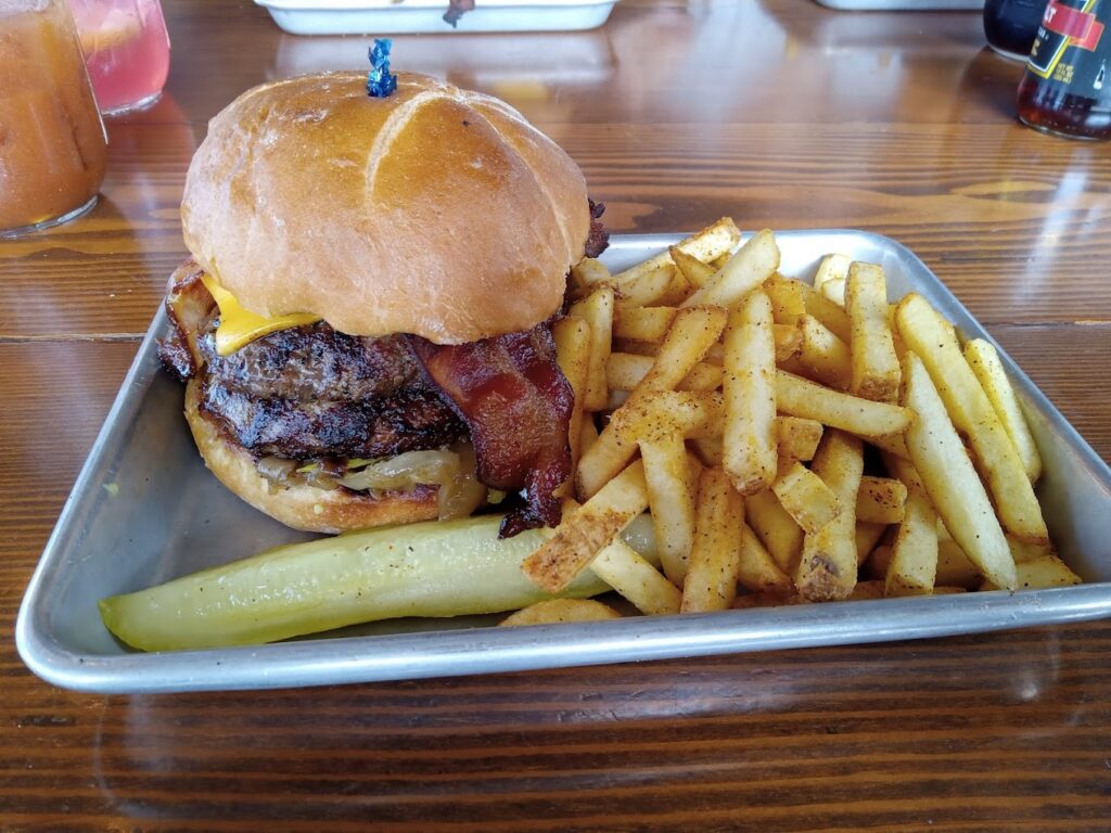 Double burger and fries
