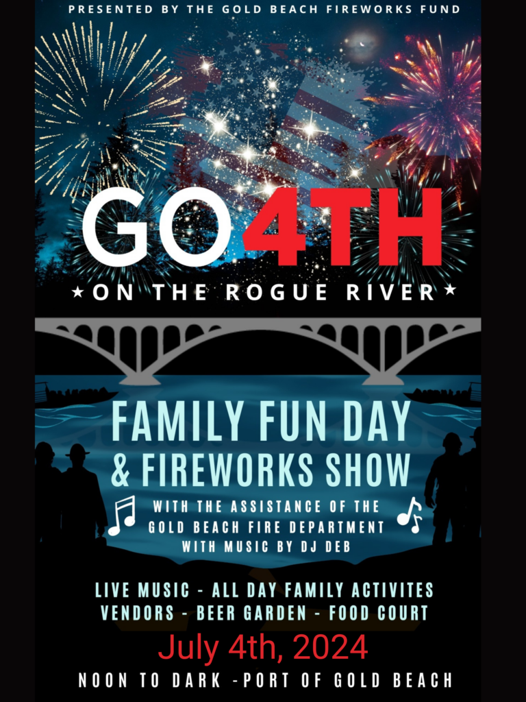 A flier proclaiming the fourth of July event in the Port Of Gold Beach, Oregon, 2024.