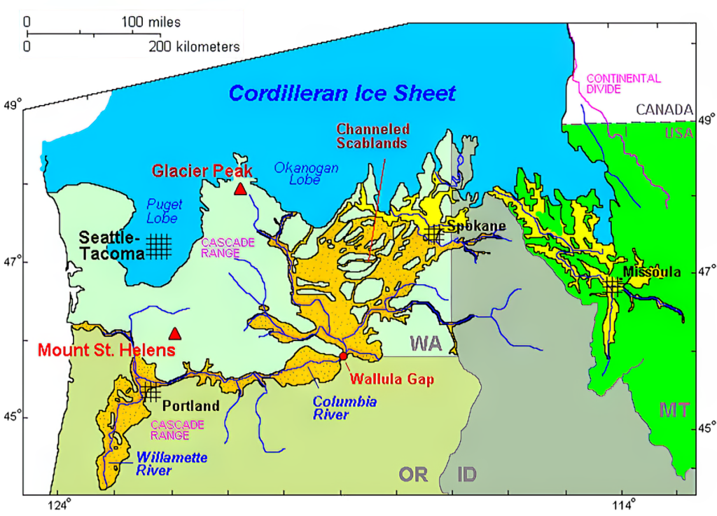 missoula floods, oregon, columbia river gorge, geology, oregon history, interactive map, prehistory, prehistoric floods