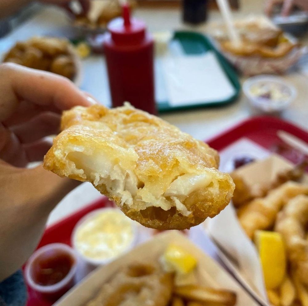 Fresh, flaky fried cod.