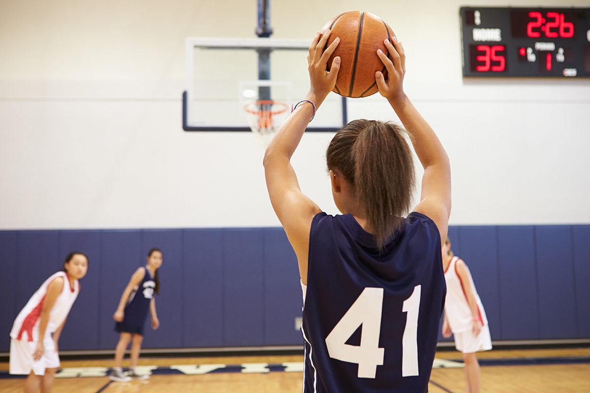 Female,High,School,Basketball,Player,Shooting,Basket Girls playing basketball