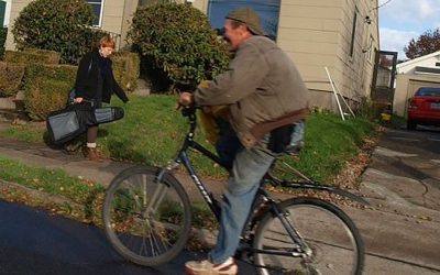 Report: Sketchy Guy Screaming at a Tree While Biking is Probably Just Trying to Beat Nana to Church