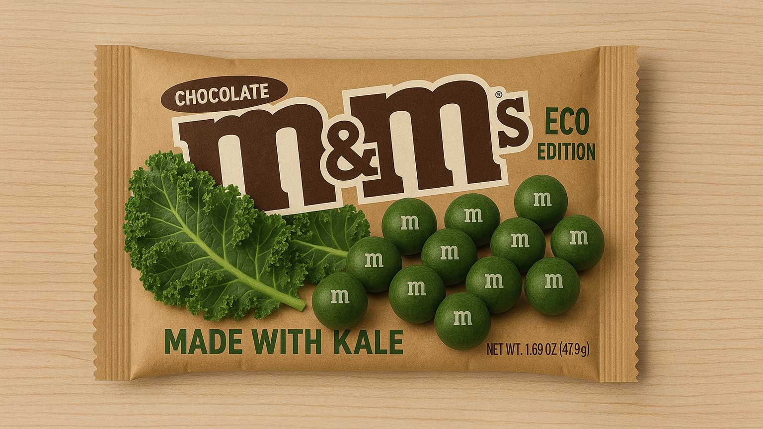 kale-m&ms a bag of delicious kale m&ms