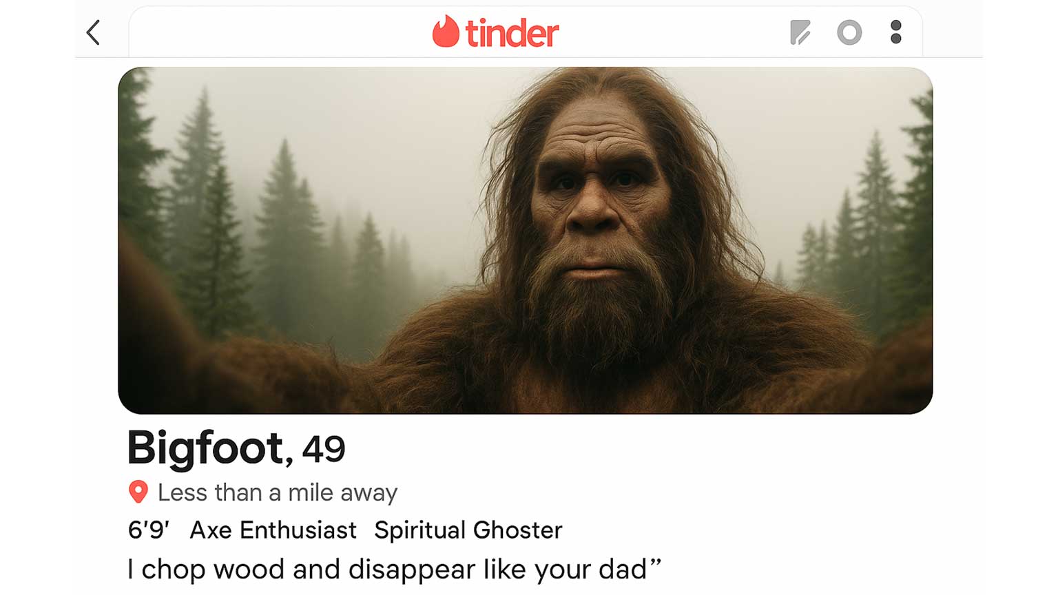 bigfoot_tinder_selfie bigfoot tinder