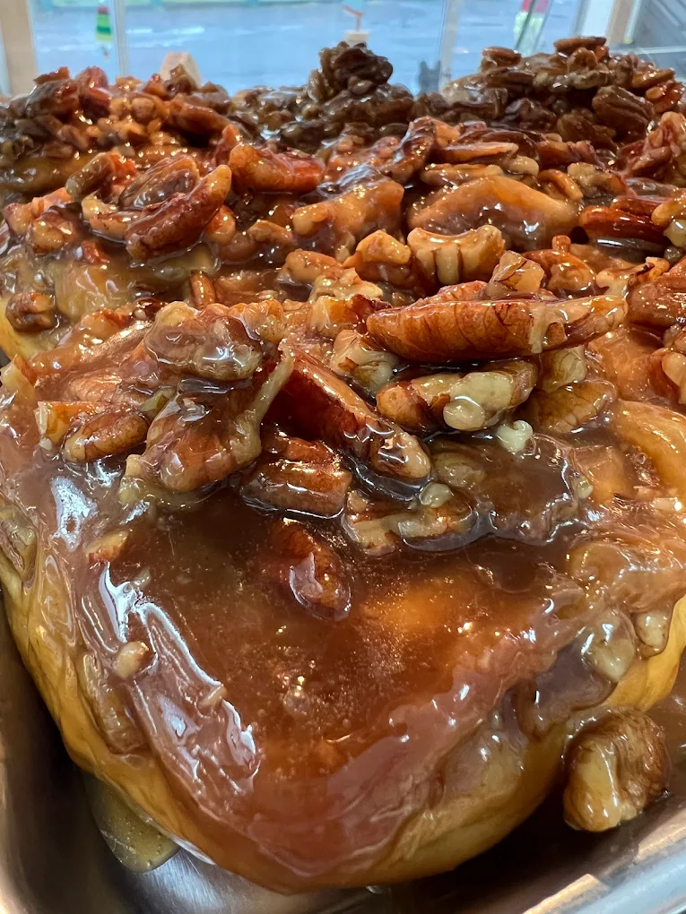 A delicious pastry topped with nuts.
