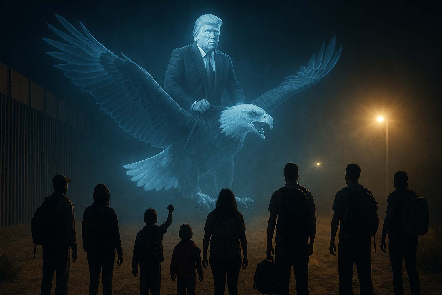 eagle_trump_ai_hologram_border AI hologram of Trump at border