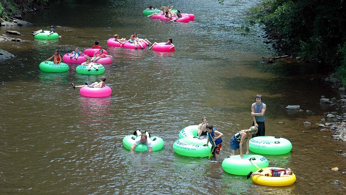 river-tubing inner tubes on river
