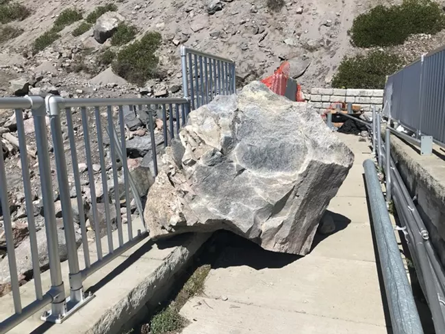 A boulder that fell at the Cleetwood Marina. Photo via NPS.gov A massive boulder that fell at the Cleetwood Marina.