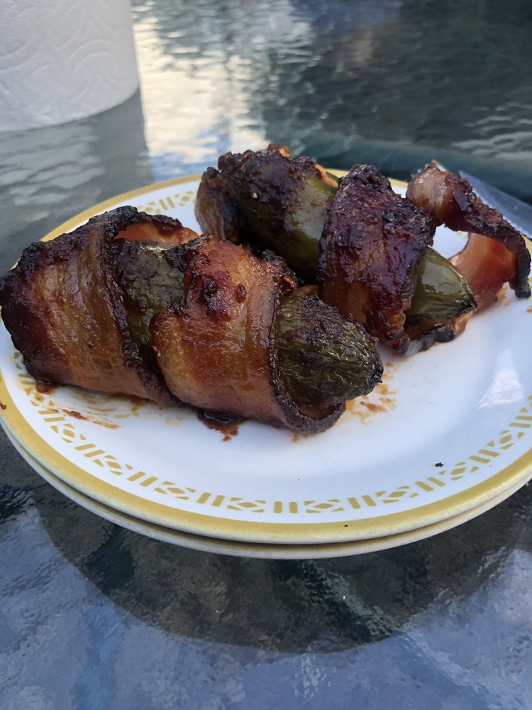 Grilled stuffed jalapeno peppers.