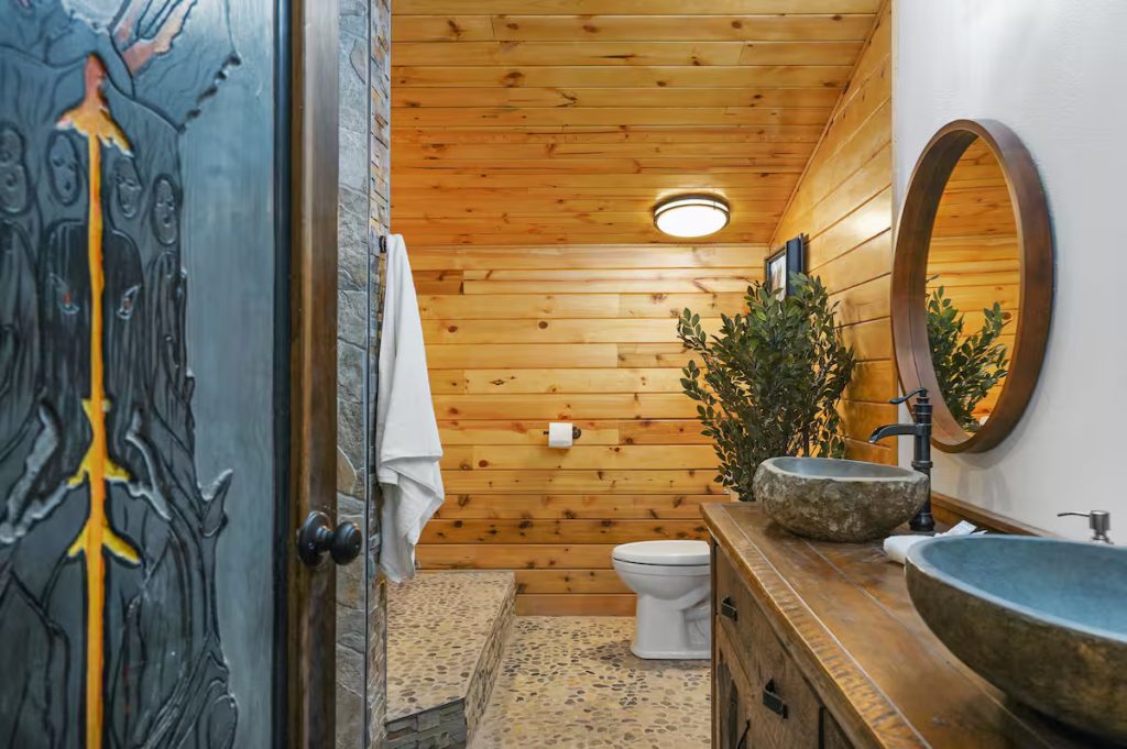 The bathroom. It looks like a spa.