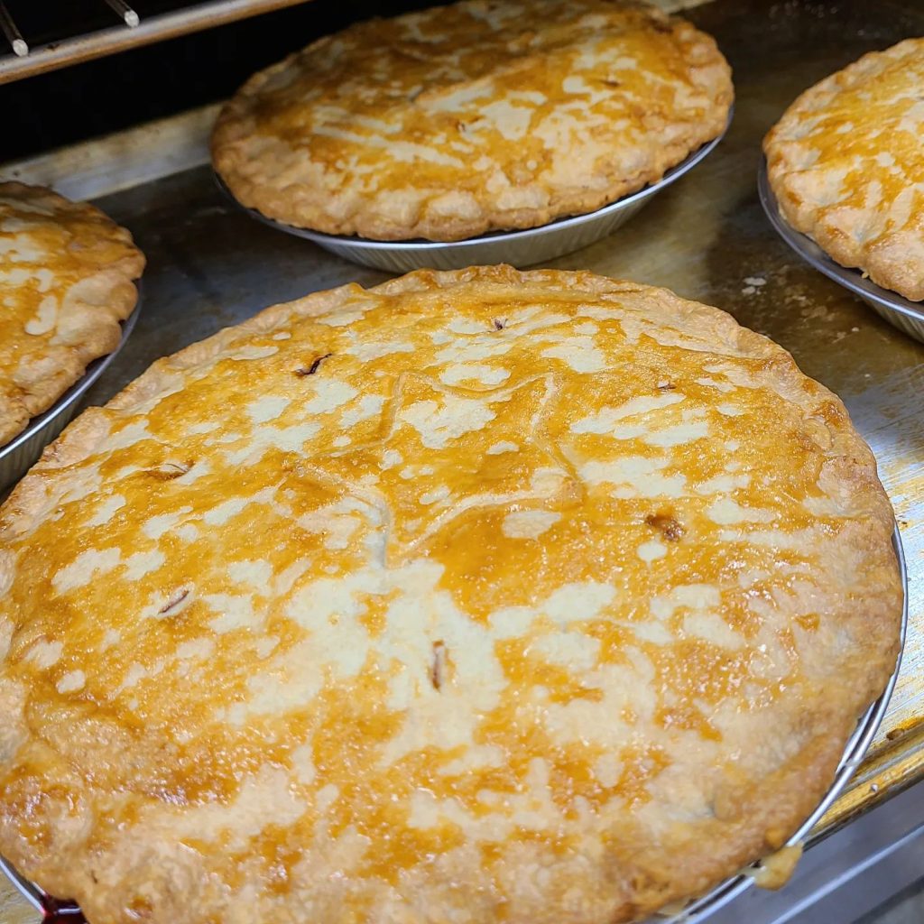 Freshly baked pies on display at Red Berry Barn Sherwood Oregon