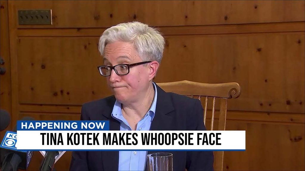 Governor Kotek’s “whoopsie face” after someone asks where the money went.