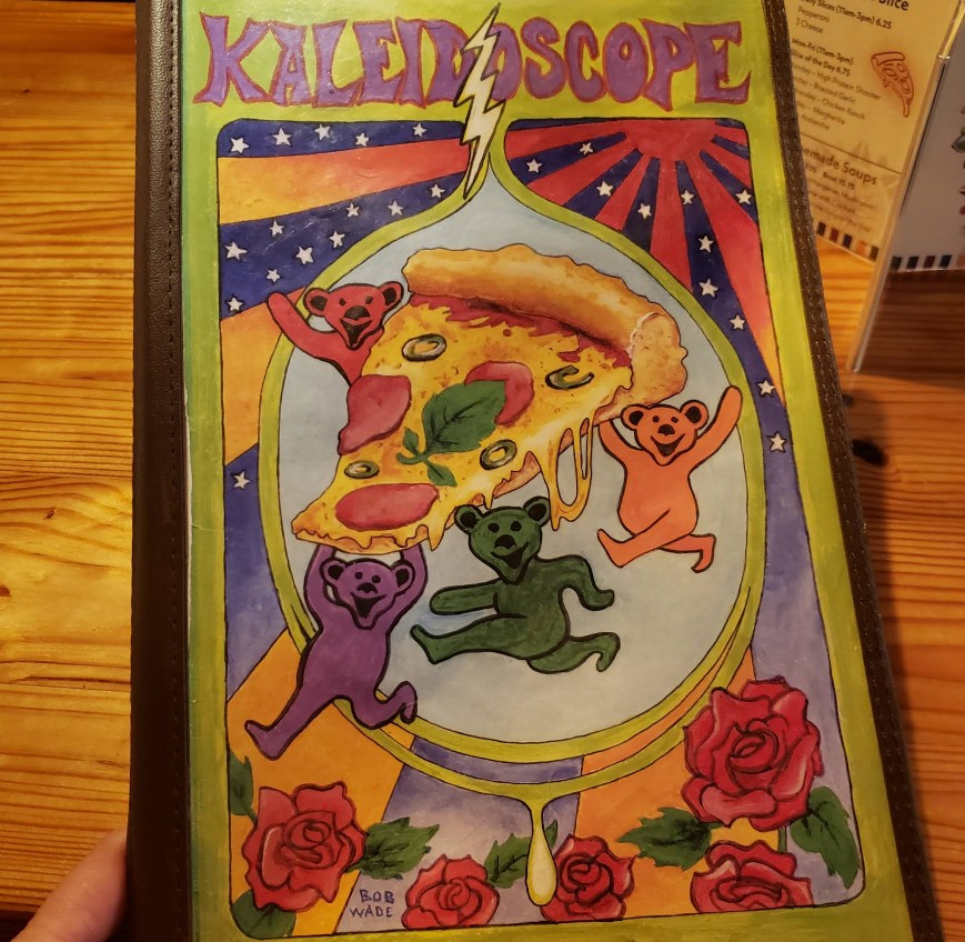 Kaleidoscope Pizzaria and Pub, Medford, Southern Oregon, Best Restaurants, Where to Eat, Unique Pies, Interesting Flavors, Grateful Dead Theme, Local Favorites, Full Bar, Family Friendly, Menu, Dancing Bears