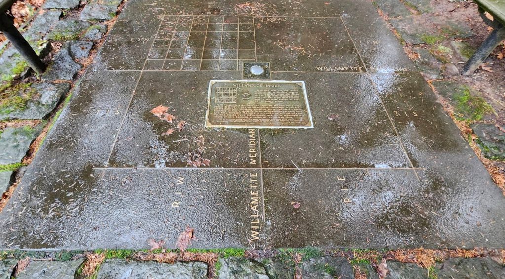 Willamette Stone, State Heritage Marker, Survey Marker, Base Line, Willamette Meridain, Portland West Hills, Oregon History, Washington State Heritage, Small Parks, Easy Forest Path, Mt. Calvary Cemetery, Stark Street Mile Markers, PDX Historical Site