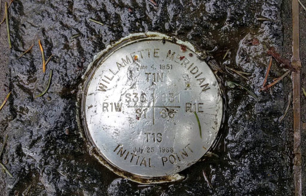 Willamette Stone, State Heritage Marker, Survey Marker, Base Line, Willamette Meridain, Portland West Hills, Oregon History, Washington State Heritage, Small Parks, Easy Forest Path, Mt. Calvary Cemetery, Stark Street Mile Markers, PDX Historical Site