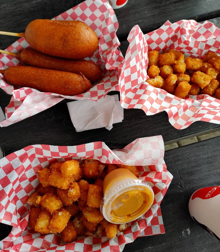 Tater Tots. Corn Dogs, Invented in Oregon., The Original Pronto Pup, Ontario Tater Tots Festival, Ore-Ida Potatoes, Comfort Food, Restaurants, Rockaway Beach