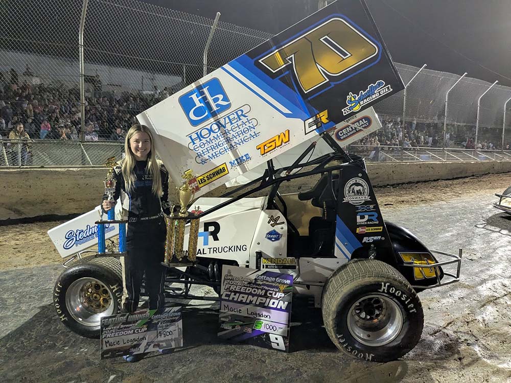 Local drivers competing during a dirt track racing event in Cottage Grove.