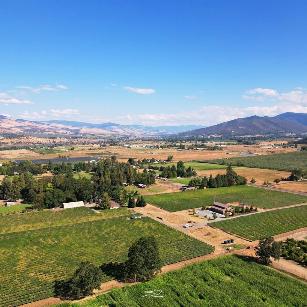 An aerial view of Pheasant Fields Farm.