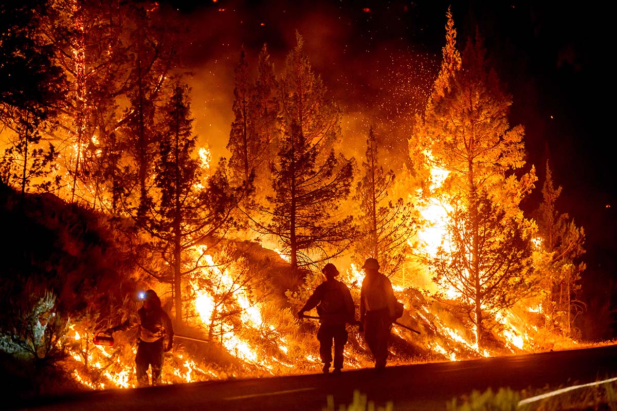 APTOPIX Oregon Wildfires Firefighters burn vegetation to slow the spread of the Bench Fire near Warm Springs, Oregon.