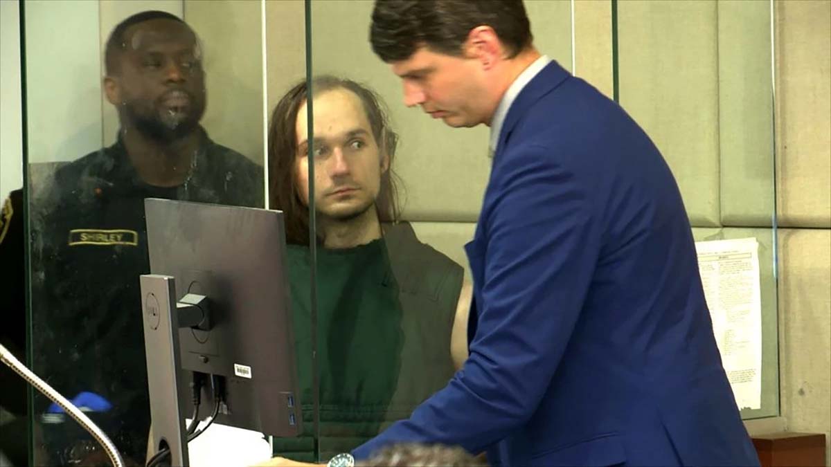 nude-man-arrest-pdx Daniel Vasey appearing in Multnomah County Circuit Court on July 13, 2026, on charges including attempted kidnapping, assault and harassment.